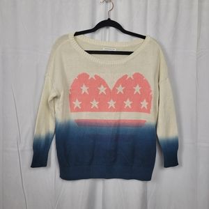 American Eagle Outfitters Heart Wide Neck Sweater Pink and Blue XS Overs…
